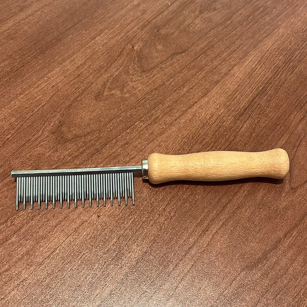 Cat Comb with Wooden Handle